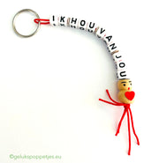 Keychain I love you with lucky charm heart on the belly