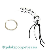 Naam sleutelhanger met gelukspoppetje voetbal