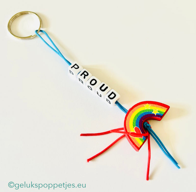 Proud keychain with lucky rainbow doll