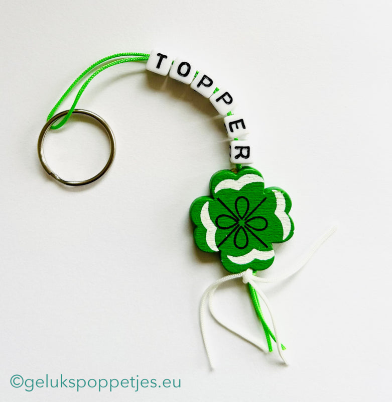 Key ring topper with lucky clover doll