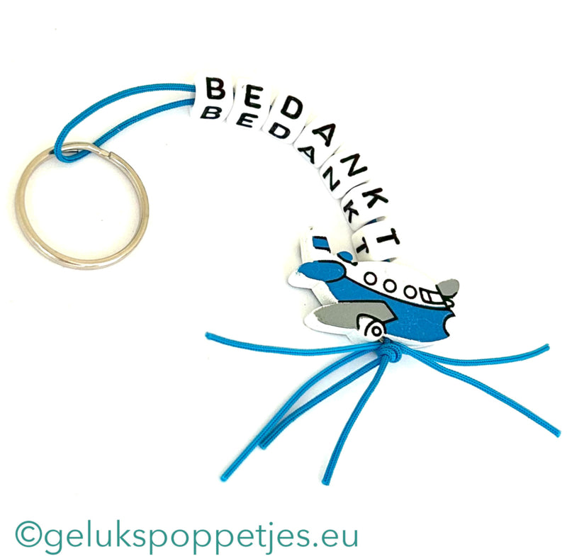 Thank you keychain with lucky airplane doll