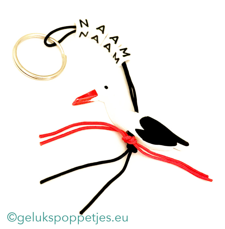 Name keychain with stork