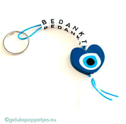 Thank you keychain with evil eye lucky charm