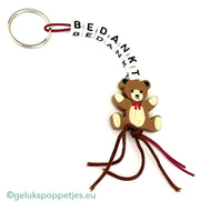 Thank you keychain with lucky teddy bear