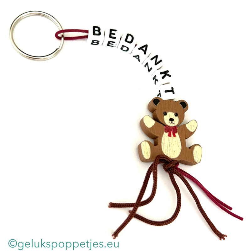 Thank you keychain with lucky teddy bear