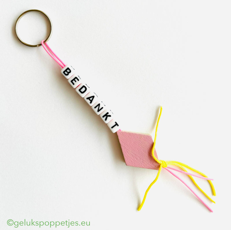 Thank you keychain with a lucky bacon doll