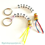 Name keychain with wooden lucky doll