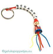 Thank you keychain with lucky gnome doll