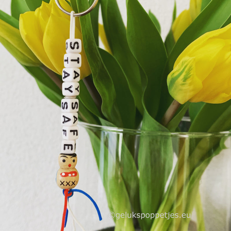 Sleutelhanger bleiben sicher mit houten gelukspoppetje