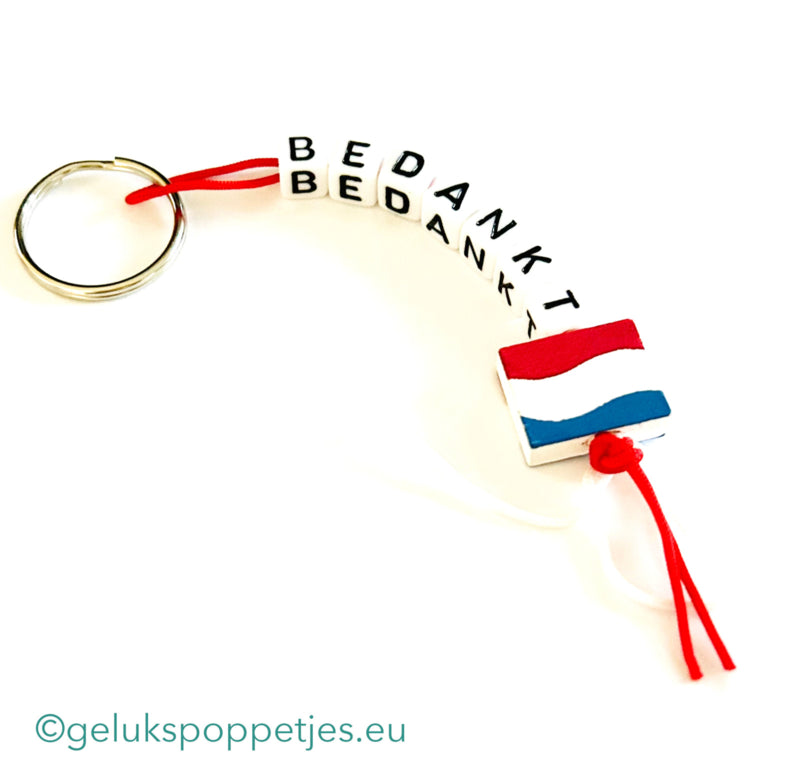 Thank you keychain with lucky charm Dutch flag