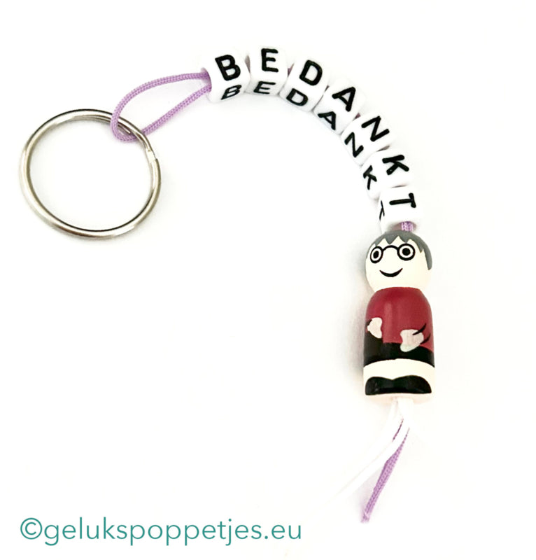 Thank you keychain with lucky grandma doll