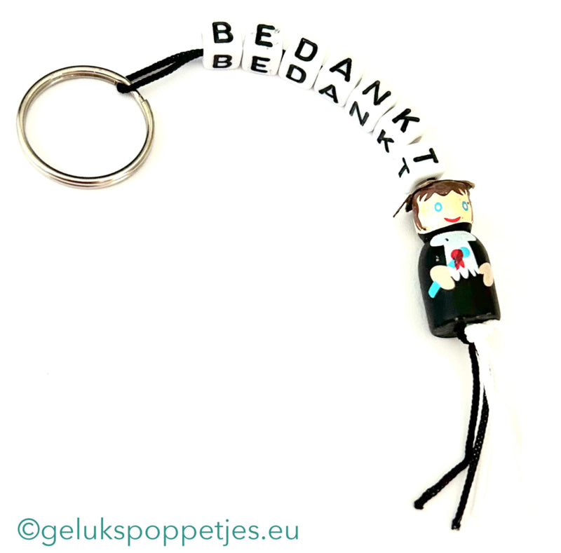 Thank you keychain with lucky professor doll