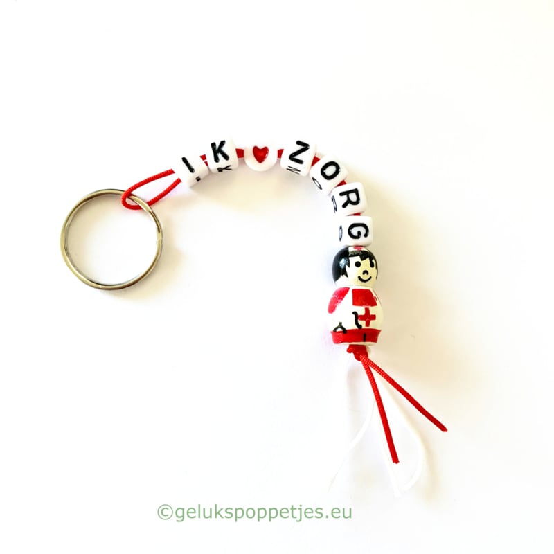 Keychain I❤️care with nurse lucky doll