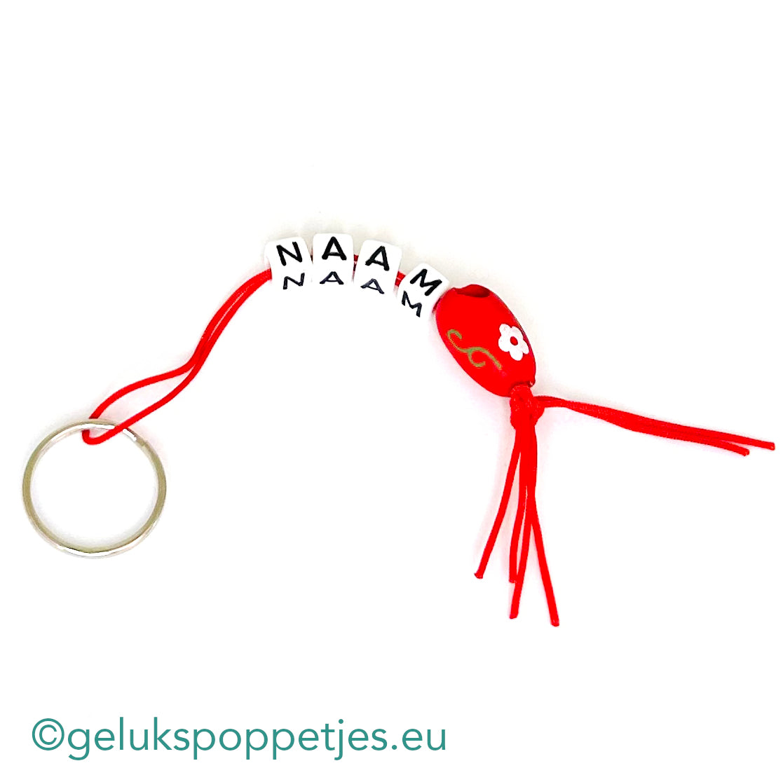 Naam sleutelhanger met gelukspoppetje klompje