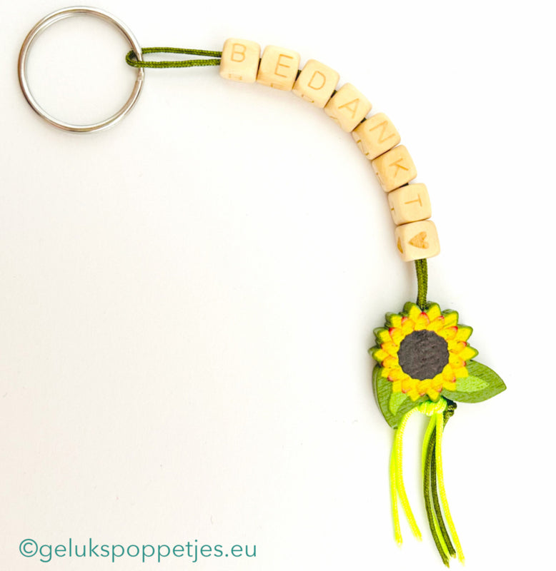FSC letter keychain thank you with lucky charm sunflower