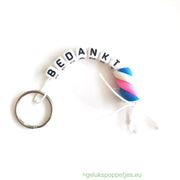 Thank you keychain with twisted bacon lucky charm