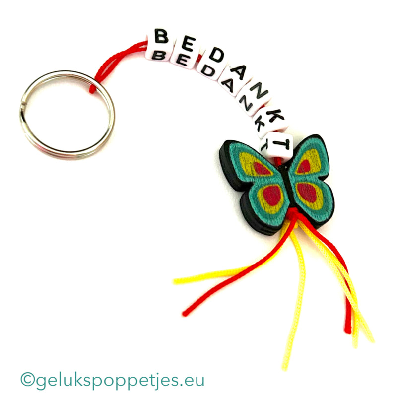 Thank you keychain with lucky butterfly dirkje