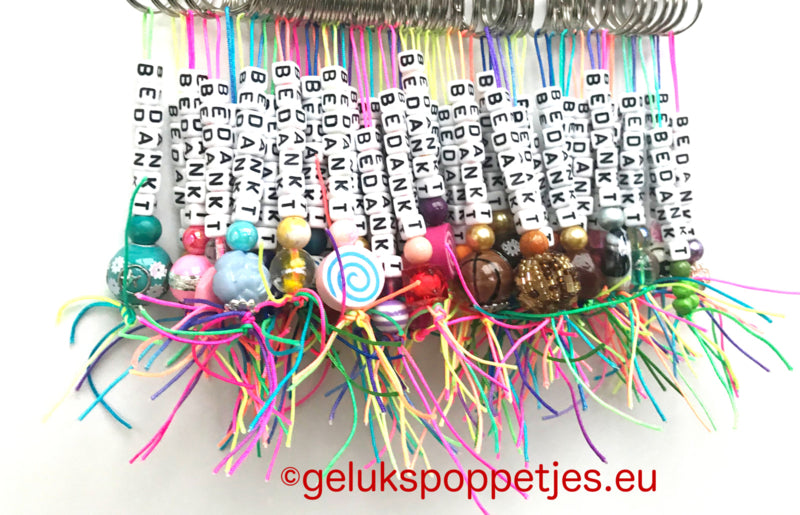 Thank you keychain with handmade lucky charm