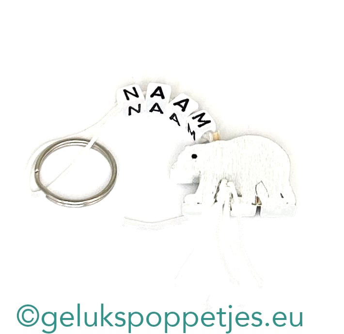 Name keychain with lucky polar bear doll