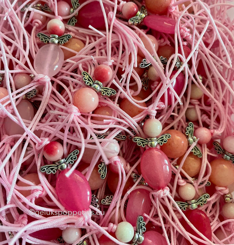 Gelukspoppetje engel natuursteen roze
