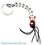 Sleutelhanger bedankt sich mit gelukspoppetje duiveltje