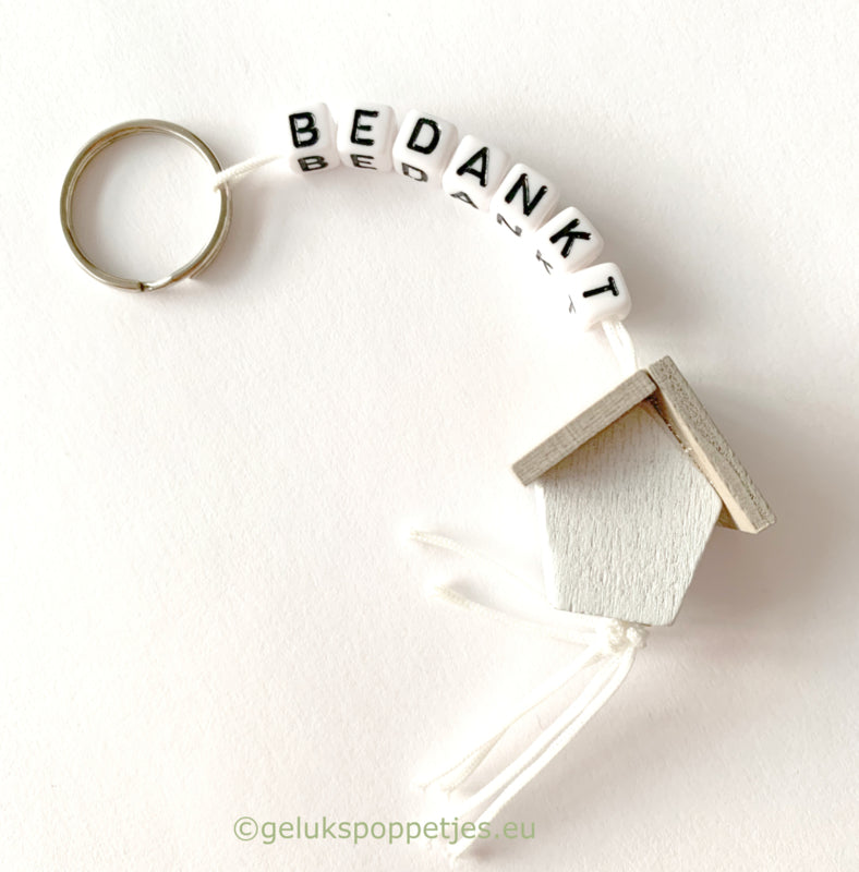 Thank you keychain with lucky charm house