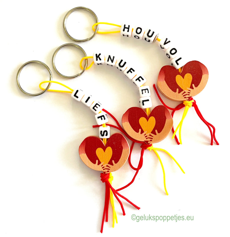 Sleutelhanger knuffel met gelukspoppetje omarm