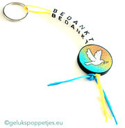 Thank you keychain with lucky peace dove doll