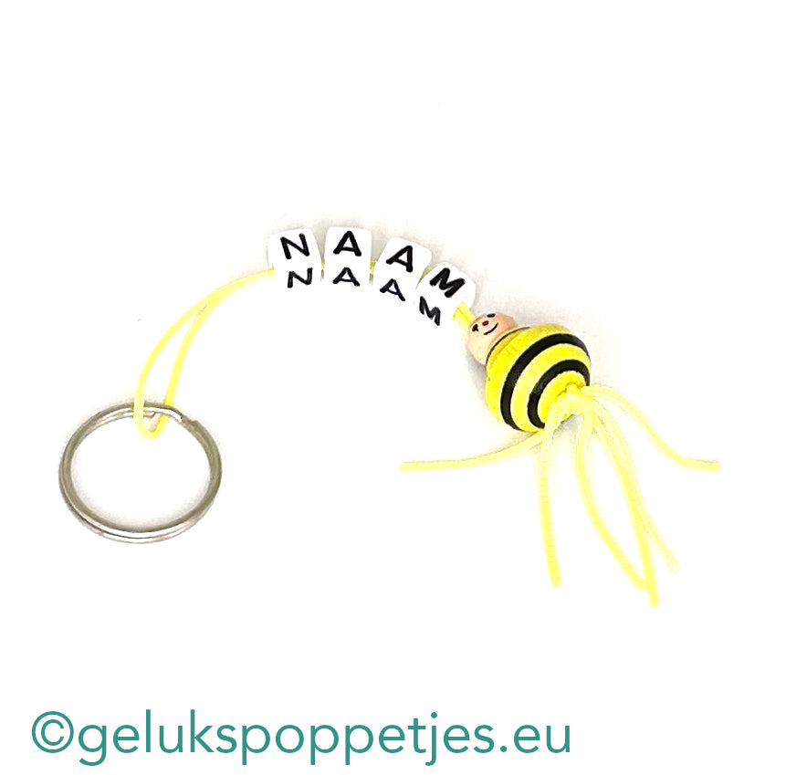 Name keychain with lucky bee doll