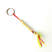 FSC letter keychain topper with wooden lucky charm