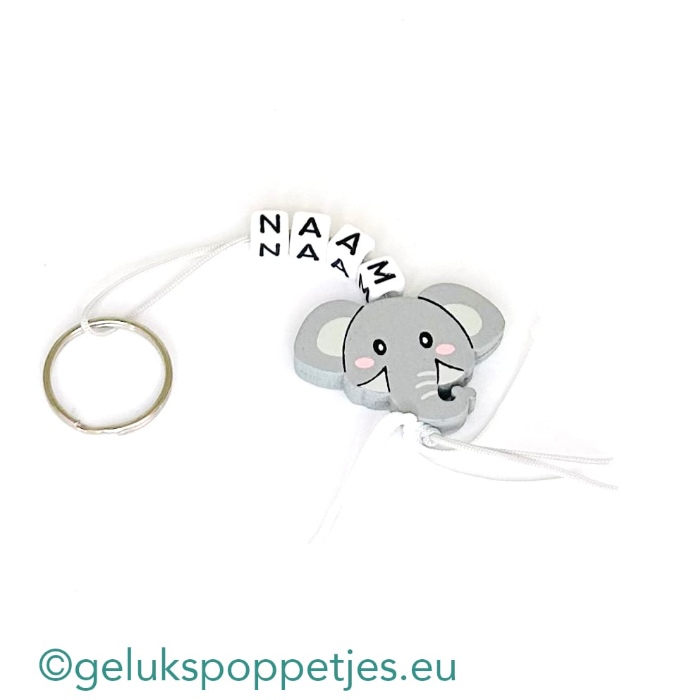 Name keychain with lucky elephant head