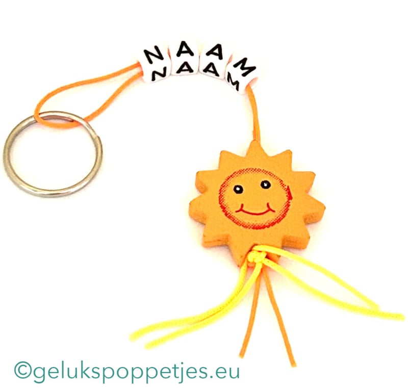 Name keychain with lucky charm sun