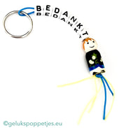 Thank you keychain with lucky musician doll