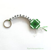 Carpe Diem keychain with lucky clover