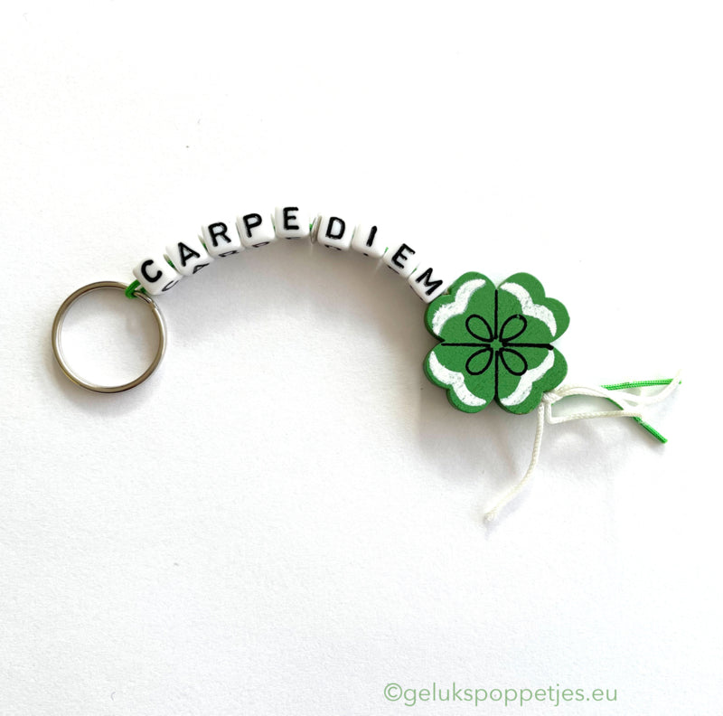 Carpe Diem keychain with lucky clover