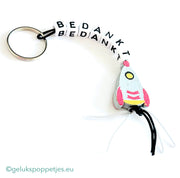 Thank you keychain with lucky rocket doll