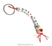 Sleutelhanger love❤️you met gelukspoppetje hartje op de buik