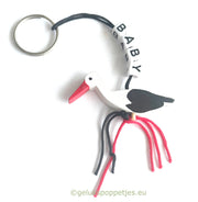 Baby keychain with lucky stork doll