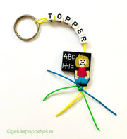 Keyring topper with lucky teacher doll