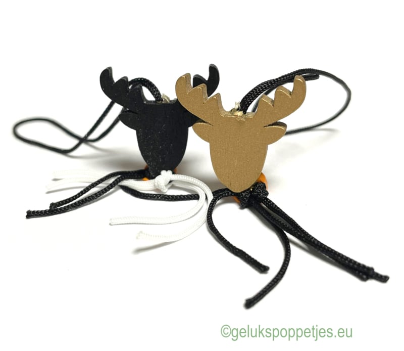 Lucky reindeer doll in gold and black