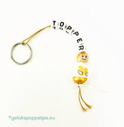 Sleutelhanger topper met gelukspoppetje gouden engel