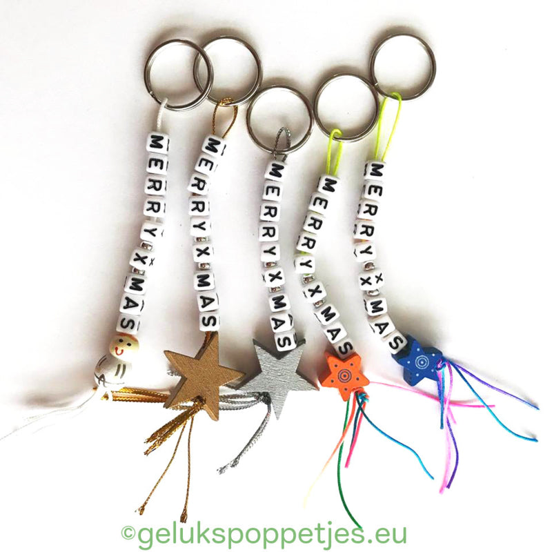 Merry Christmas keychain with lucky snowman