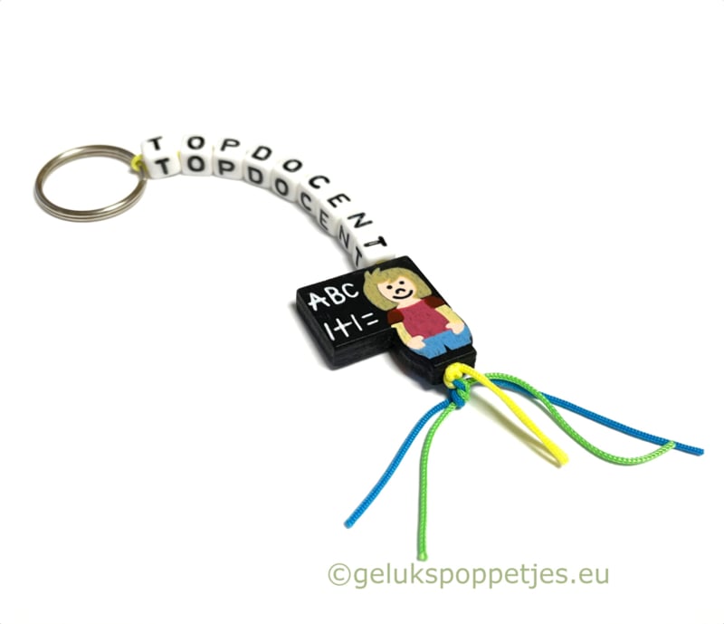 Sleutelhanger topdocent met gelukspoppetje docentje