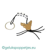 Naam sleutelhanger met plat gelukspoppetje rendier gold