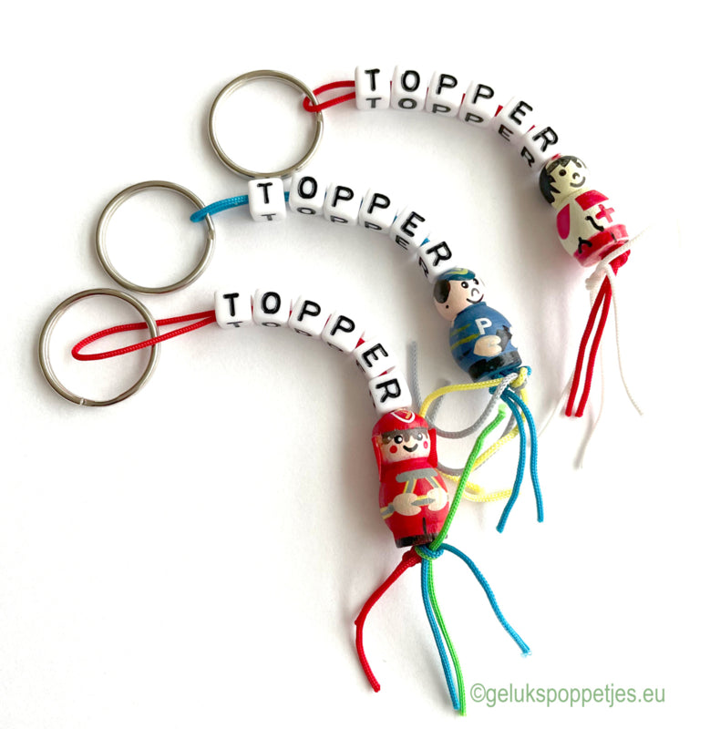 Sleutelhanger topper met gelukspoppetje verpleegkundige