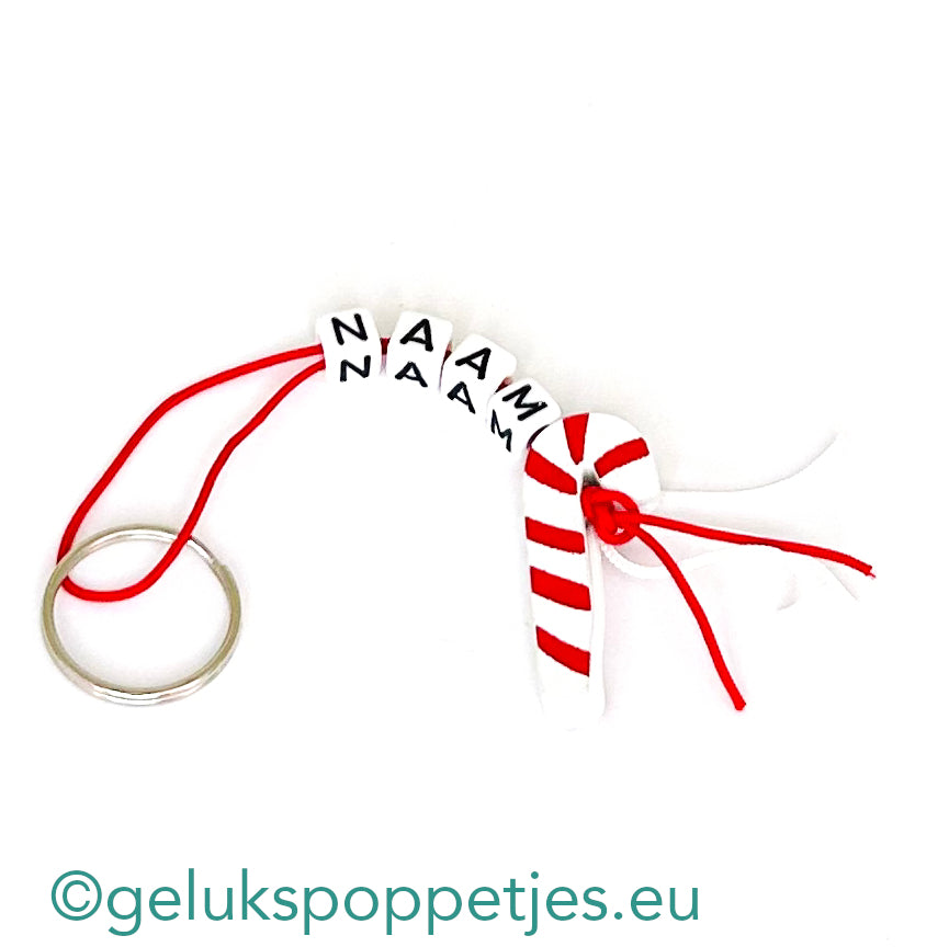 Name keychain with lucky candy cane
