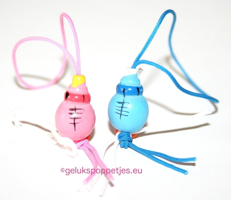 Gelukspoppetje roze baby flesje