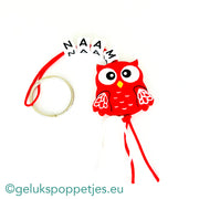 Name keychain with flat lucky owl