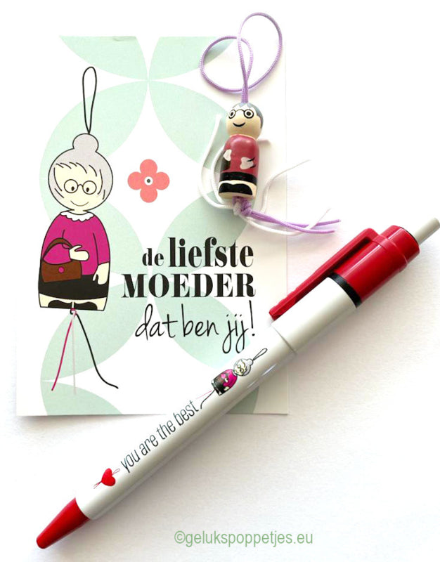 Gelukspoppetjes pen you are the best voor mama of oma