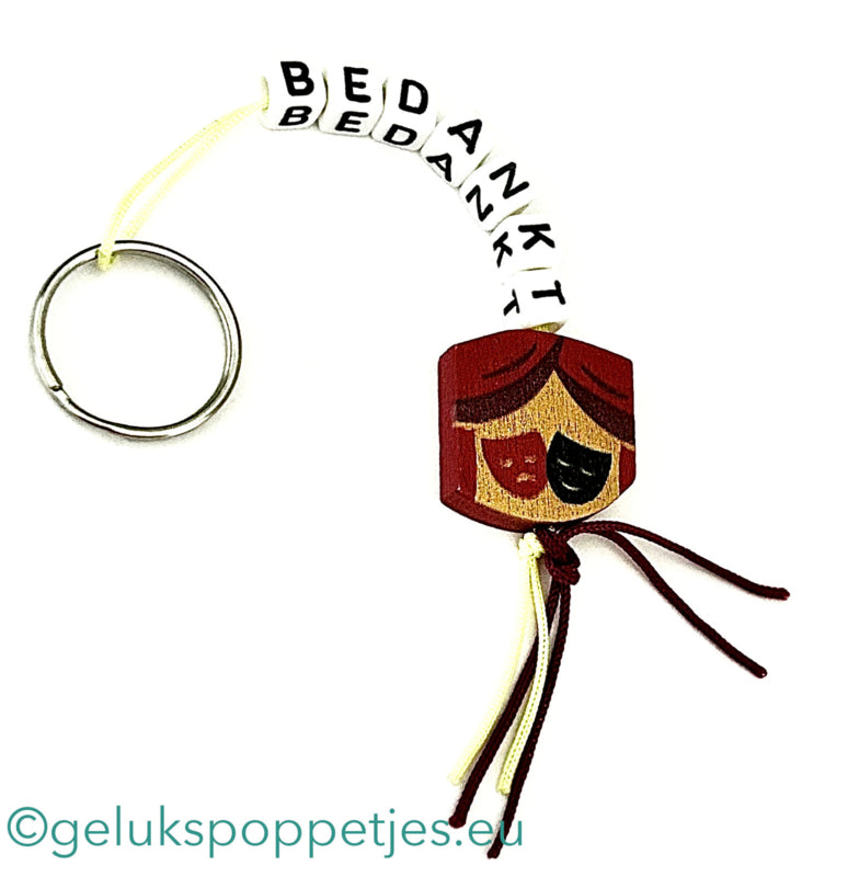 Thank you keychain with lucky doll theater